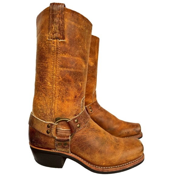 FRYE Vintage Harness 12R Brown Leather Biker Moto Motorcycle Boots 9.5 - Picture 2 of 7